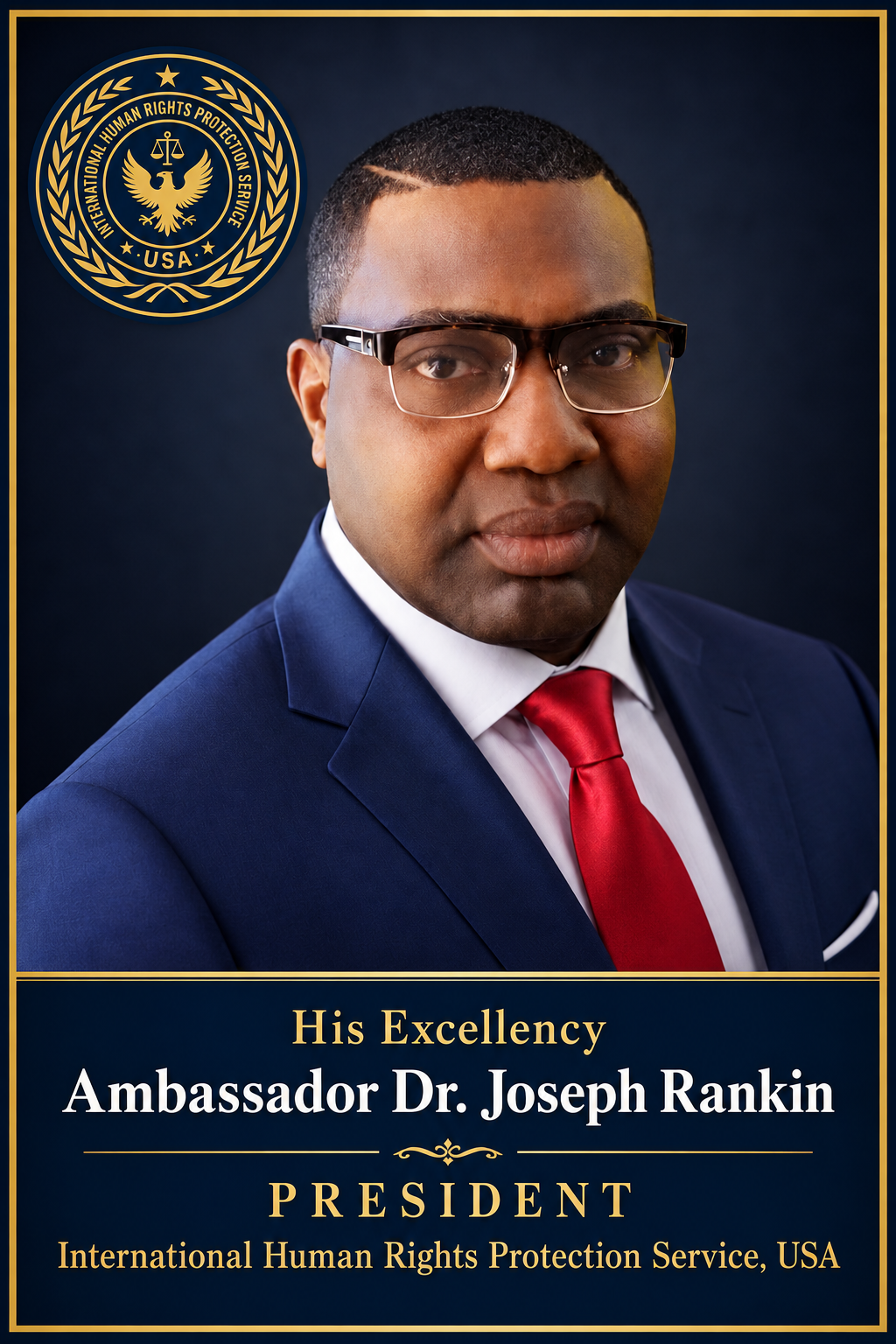 Official portrait of His Excellency Ambassador Dr. Joseph Rankin, President of International Human Rights Protection Service, USA